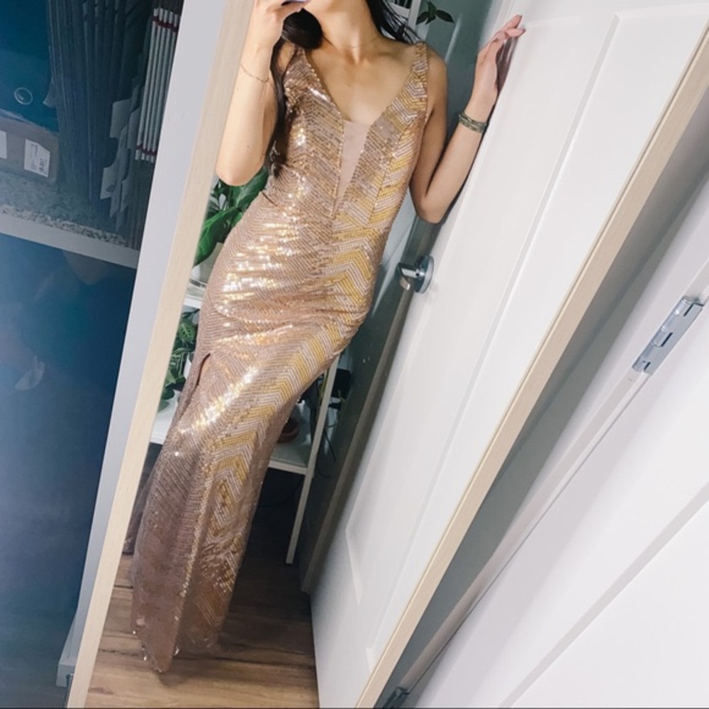 Gold Maxi Dress Sequin